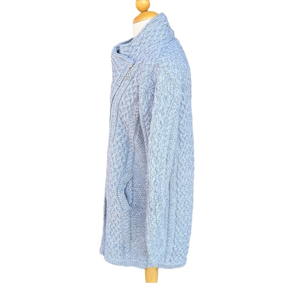 Aran Sweater Market Merino Wool Cable Knit Side-Zip Sweater Tunic Gray Large GUC - Picture 3 of 16